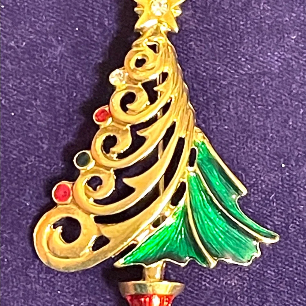 Vintage Christopher Radko Holiday Tree Brooch